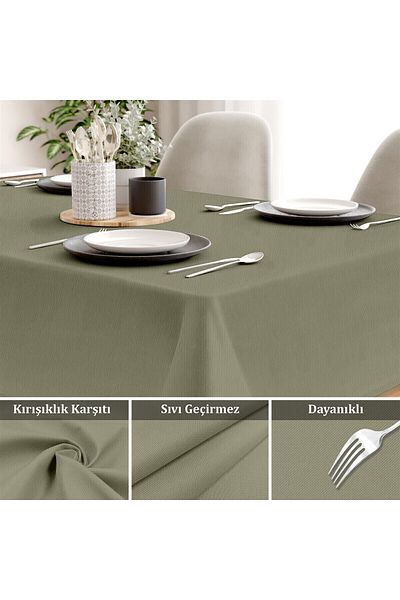 Evim Canvas Dark Stone Liquid Proof Stain Resistant Tablecloth