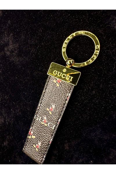 Amber Printed Leather Keychain