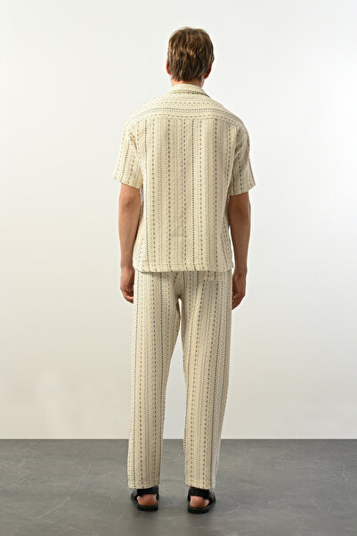 İLKCET MODA Desenli Keten Örme Erkek Gömlek