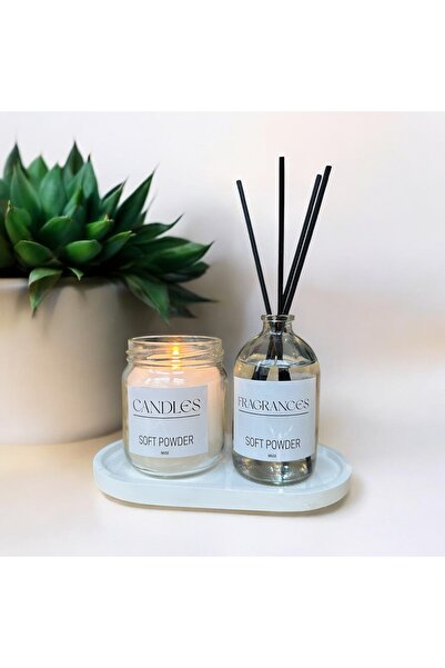 LİNECRAFT Tepsili Vanilya Kokulu Mum ve 100 cc Oda Kokusu Set