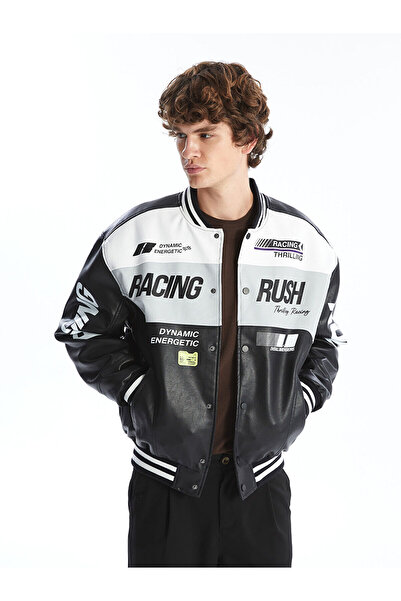 LC Waikiki LCWK Palton pentru bărbați cu guler casual, model aspect de piele