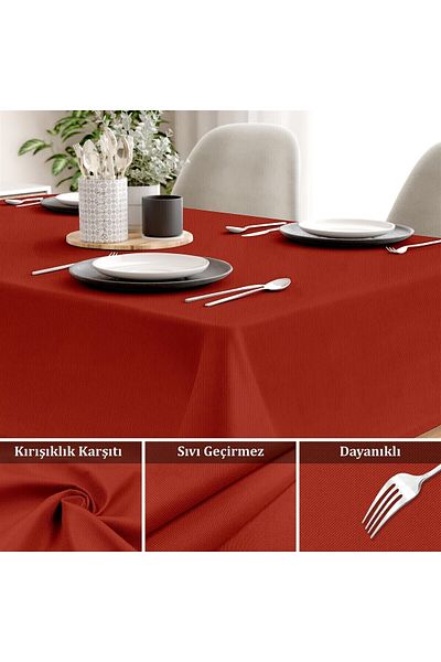 Evim Canvas Red Liquid Proof Stain Resistant Table Cloth