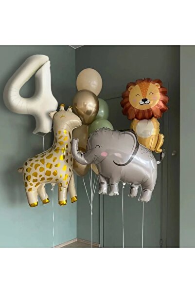 aşkın concept Krem Rakam Balon Soft Kahve Renkler Zürafa Aslan Fil Set 4 Yaş ...
