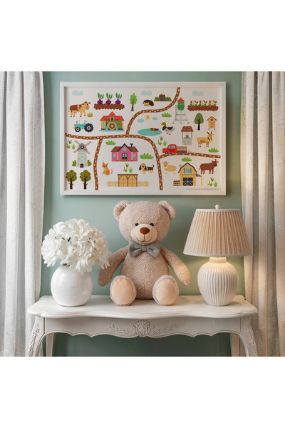 Peppy Rooms Beyaz Çerçeveli Çocuk Odası Tablo Çiftlik Hayvanlar,Kamyon PEPPY-...