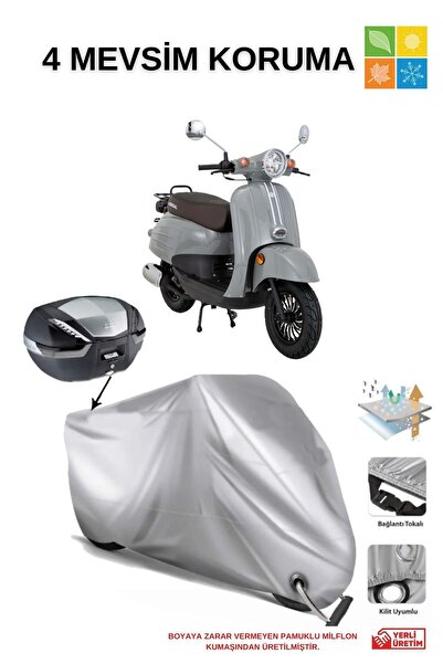 AutoEN Mondial Turismo 50i Çanta Ve Kilit Uyumlu Su Geçirmez Motosiklet Brandası-gri