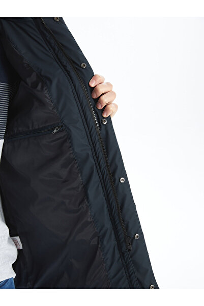 LC Waikiki LCWAIKIKI Classic Синій Стандартний крій Прямий комір Чоловічий пальто