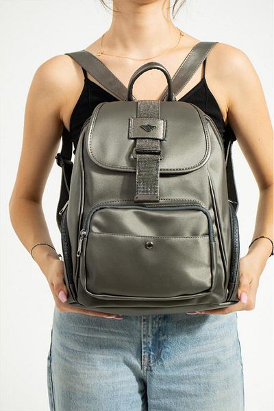 Baginn Satin Women's Backpack - 33*23 Cm, Rain Repellent, Mega Bag Cover Stone Detailed