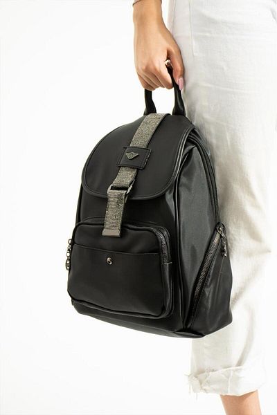 Baginn Satin Women's Backpack - 33*23 Cm, Rain Repellent, Mega Bag Cover Stone Detailed