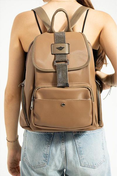 Baginn Σατέν γυναικείο σακίδιο πλάτης - 35*25 cm, αδιάβροχο, μεγάλη τσάντα με λεπτομέρεια από πέτρα