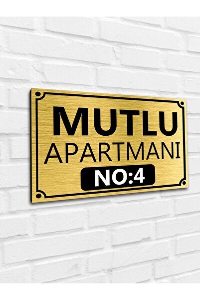 sıradışıhediyem Apartman-site Kapı Isimliği Kapı Tabelası Gold 20x29 Cm