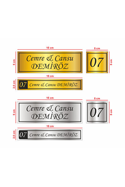 sıradışıhediyem Set de 3 plăcuțe cu nume pentru ușă, număr de ușă, plăcuță cu...
