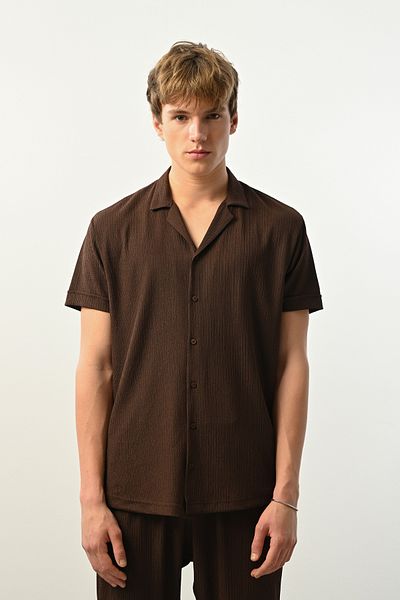 İLKCET MODA Ανδρικό πουκάμισο Oversize Άνετο Υφασμάτινο