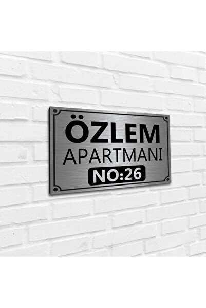 sıradışıhediyem Placă cu nume pentru ușă de apartament/locuință, argintie, 20...