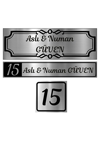 sıradışıhediyem Plăcuță de identificare a ușii din metal argintiu și auriu