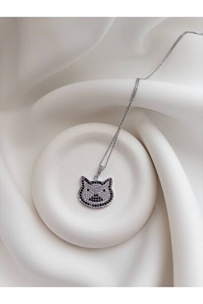 Minne Jewelry-Accessory Çelik Kolye - Kedi Figürlü Kolye - Gümüş Renk Kedi Fi...
