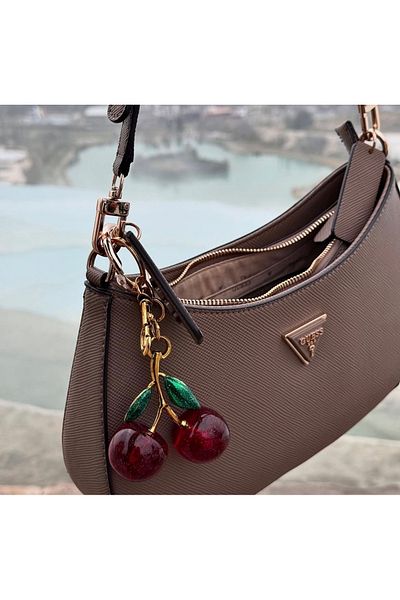 SU PERİSİ TAKI BİJUTERİ Accesoriu pentru geantă model cireș cu frunze verzi aurii