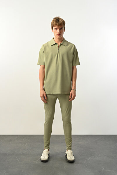 İLKCET MODA Ανδρικό μπλουζάκι Fermuarlı Çağla Ottoman oversized