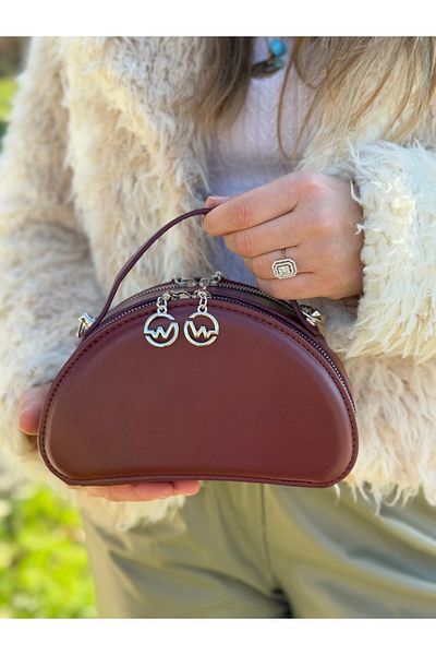 DEV 3 ADAM Burgundy Box Model Compartment Chain Strap Women's Stylish Designed Hand Shoulder and Crossbody Bag