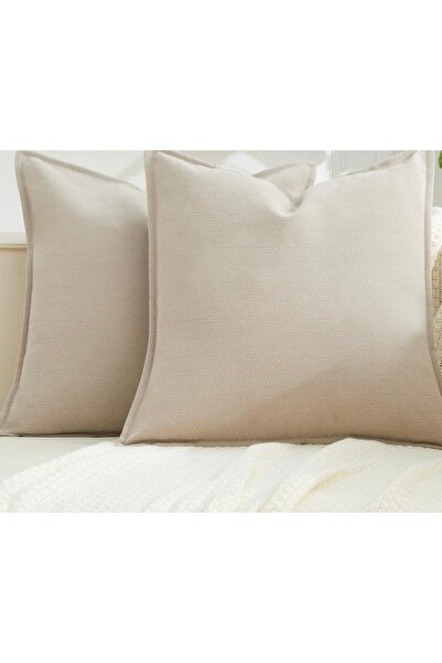 Pyramid Home Double Bed Beige Linen Runner & Throw Pillow Set
