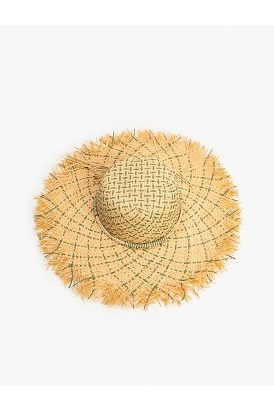 Koton Straw Patterned Hat - Tasseled