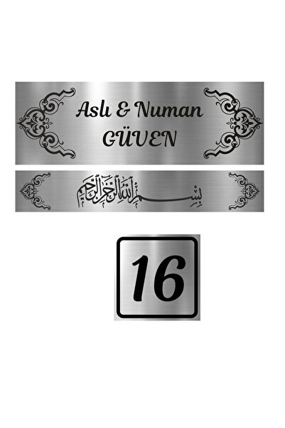 sıradışıhediyem Сребърна и златна метална табелка за врата