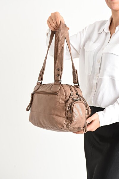 571 Collections Çanta Mink Faux Leather Shoulder Bag - Model: 571-11-13D