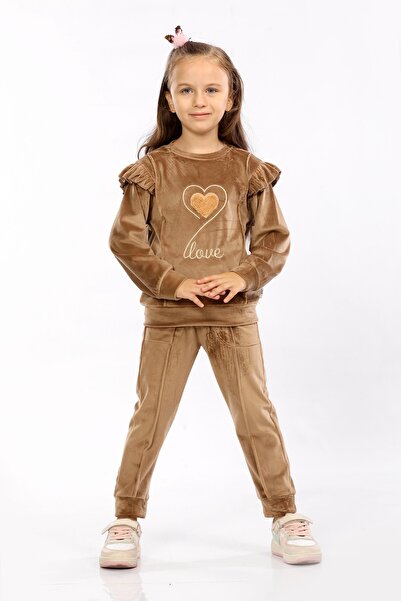 mhk burç bebe Set de trening pentru fete din catifea – 2-9 ani – țesătură moa...