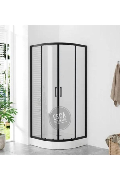 Esca Oval Yerli Üretim Siyah Duşakabin PRO Seri 5 Mm Temperli Şeffaf Cam Duşa...