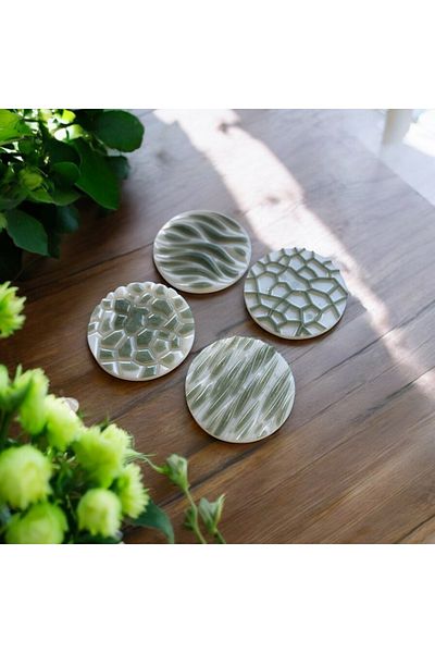 Home Epoxy Resin Coasters - Green - Set of 4