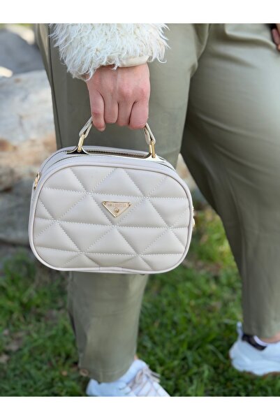 DEV 3 ADAM Geantă de umăr și de mână pentru femei, simplă și elegantă, cu compartiment crem și curea reglabilă