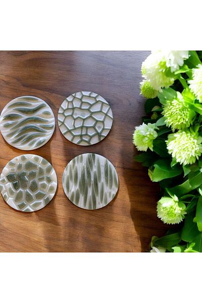Home Epoxy Resin Coasters - Green - Set of 4