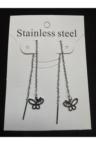 İYİ MODA Butterfly Steel Earrings Stylish Gift Non Darkening Steel Earrings