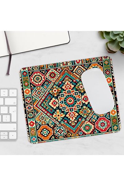 BASKIBAZAR Since 2020 Authentic Kilim Pattern Printed Rectangular Mousepad