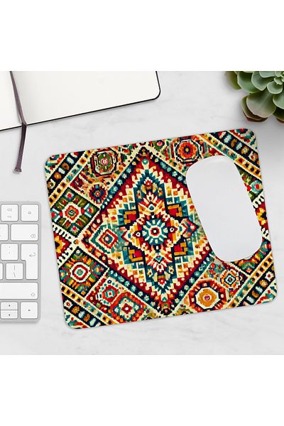 BASKIBAZAR Since 2020 Authentic Kilim Pattern Printed Rectangular Mousepad