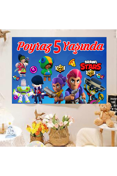 Home Kişiye Özel Isimli Brawl Stars Temalı Doğum Günü Afişi Duvar Pankart 100...