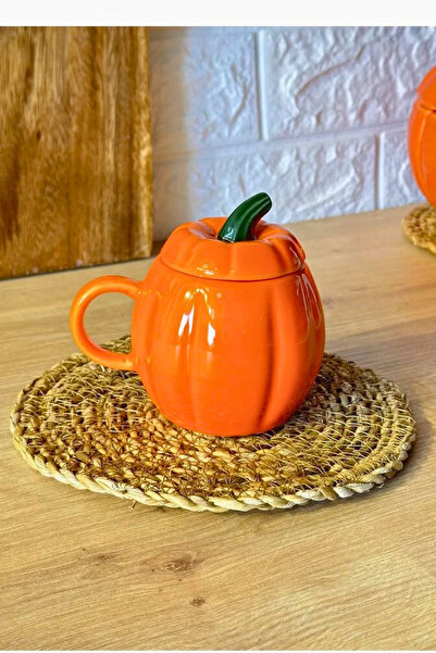 Woodcept Single Lid Pumpkin Design Ceramic Mug Cup, Pumpkin Series Ceramic Mug Cup 225 ml