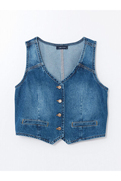 LC Waikiki Lcwk V-Neck Women's Jean Vest