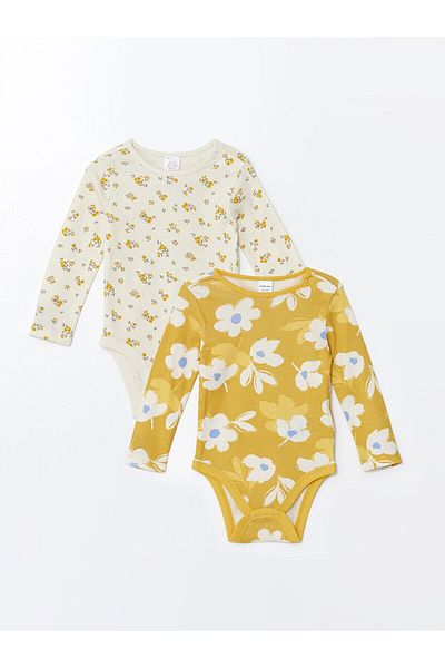 LC Waikiki Snap-on Crew Neck Bodysuit for Baby Girl - Pack of 2