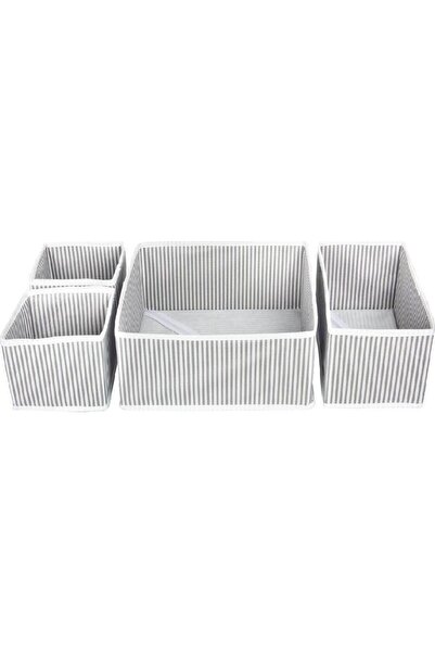 HOLLYHOME Set de cutii organizatoare gri cu 4 compartimente pentru sertar