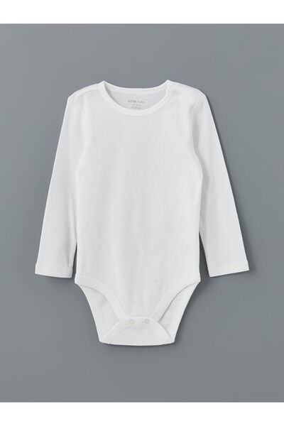 LC Waikiki New Season Crew Neck Basic Baby Boy Snap Bodysuit 2-Piece