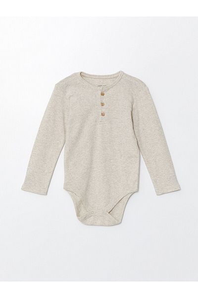 LC Waikiki Lcwk Crew Neck Long Sleeve Basic Baby Boy Snap Body