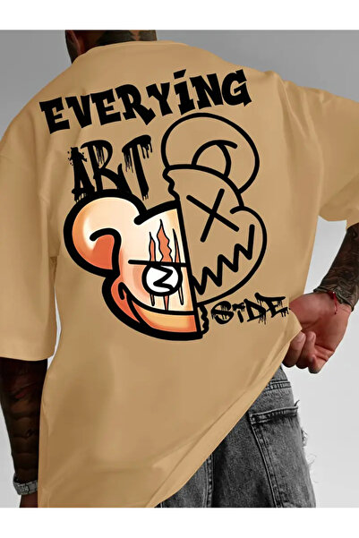 GALASHOP تي شيرت برسومات الدب والجمجمة على الوجهين على طراز الشارع