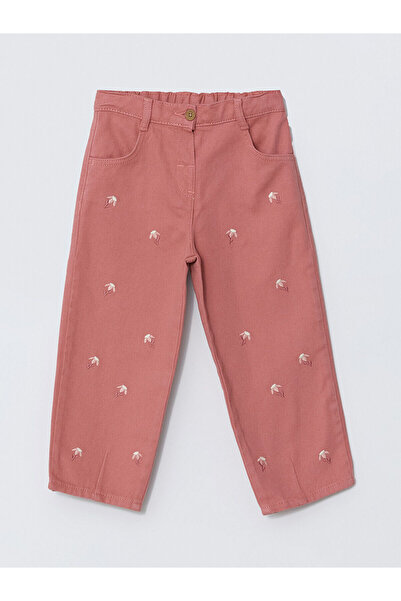 LC Waikiki LCW Baby Pink Baby-Mädchenhose mit elastischem Bund und Blumenmuster