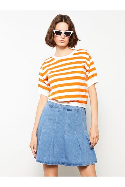 LC Waikiki Fustă Jeans de damă cu pliuri uni