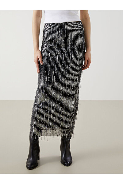 LC Waikiki Sequin Women's Skirt with Elastic Waist