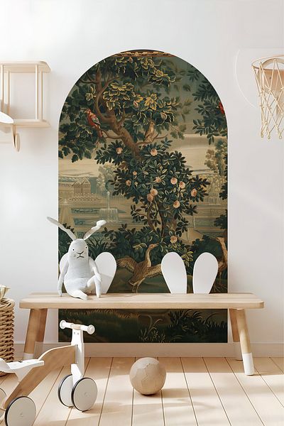 Grafikup Διακοσμητικό αυτοκόλλητο τοίχου Boho Oval - Οβάλ αυτοκόλλητο τοίχου με σκηνικό και μοτίβο ζώων