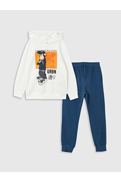 LC Waikiki Lcwk Nostalgic Monkey Printed Boys kapucnis pulóver és melegítőnadrág