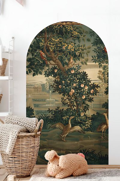 Grafikup Διακοσμητικό αυτοκόλλητο τοίχου Boho Oval - Οβάλ αυτοκόλλητο τοίχου με σκηνικό και μοτίβο ζώων