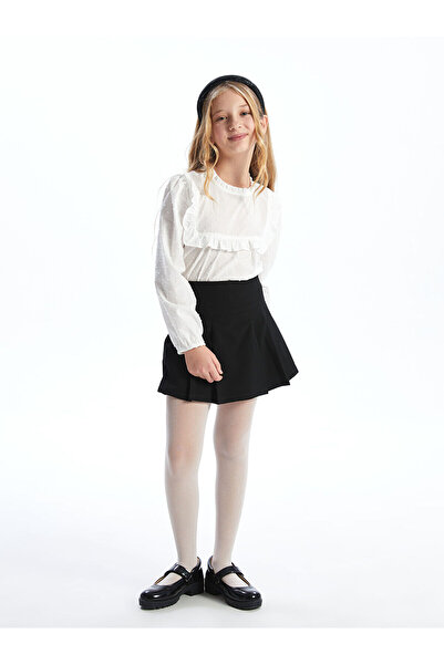 LC Waikiki LCW Kids Siyah Beli Lastikli Kız Çocuk Şort Etek