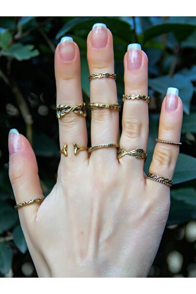 esha Eklem Yüzük Antik Model 10'lu Ayarlanabilir Eklem Yüzük Seti euy51